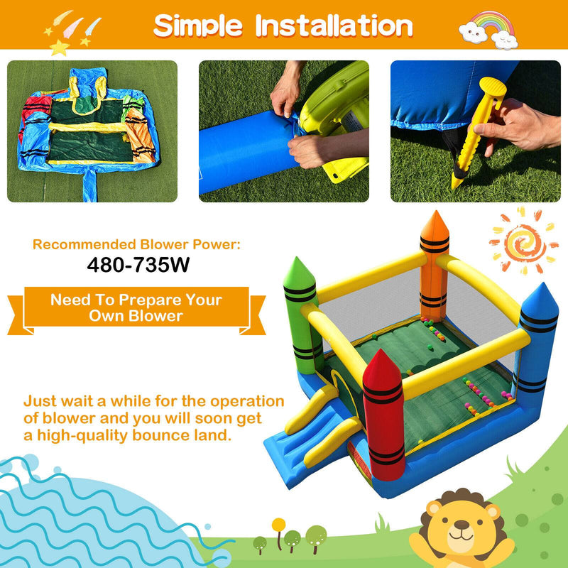 Kids Inflatable Bounce House with Slide and Ocean Balls Not Included Blower