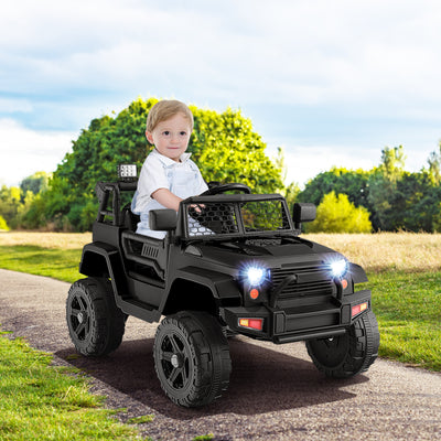 12V Kids Ride On Truck with Remote Control and Headlights-Black