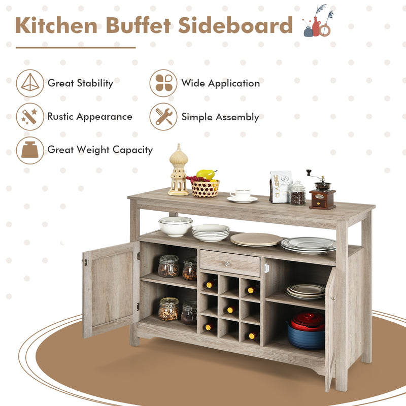 Buffet Server Sideboard Wine Cabinet Console-Gray