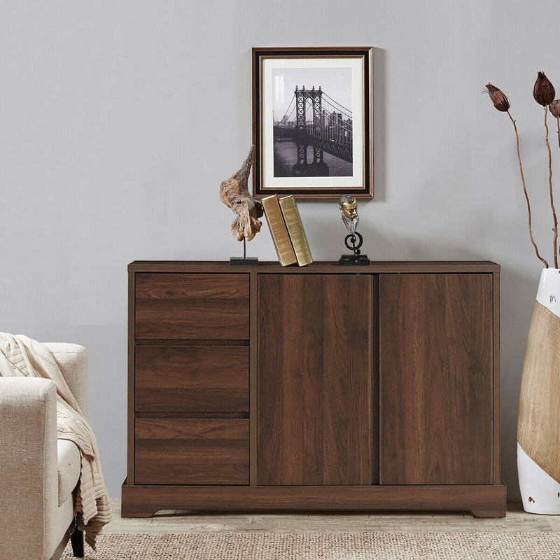 Buffet Sideboard Storage Console Table with 3 Drawers and 2-Door Cabinets