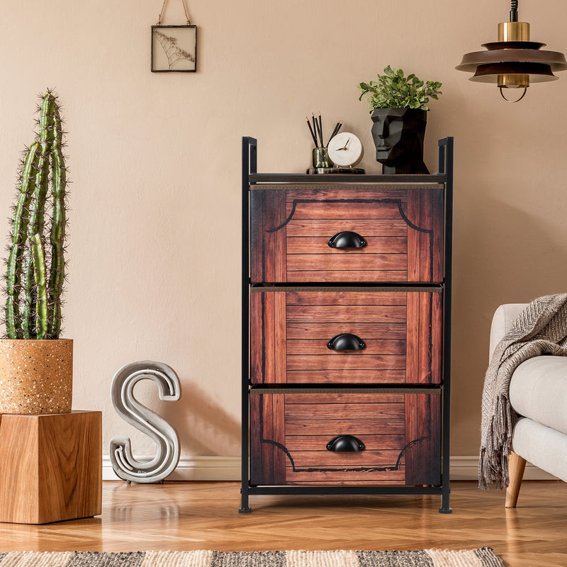 Industrial 3-Layers Fabric Dresser with Fabric Drawers and Steel Frame