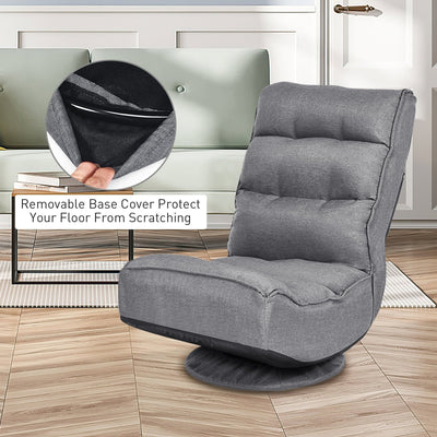 5-Position Folding Floor Gaming Chair-Gray