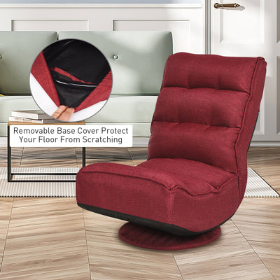 5-Position Folding Floor Gaming Chair-Dark Red