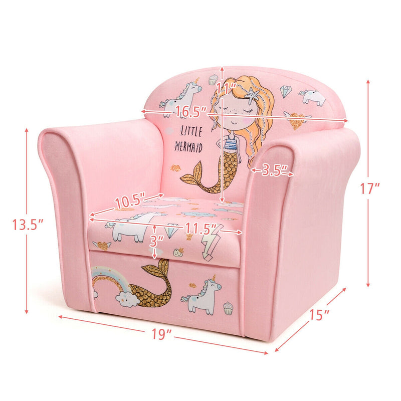 Kids Mermaid Armrest Couch Upholstered Sofa