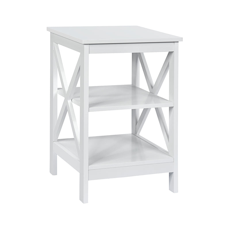 3-Tier X-Design Nightstands with Storage Shelves for Living Room Bedroom-White