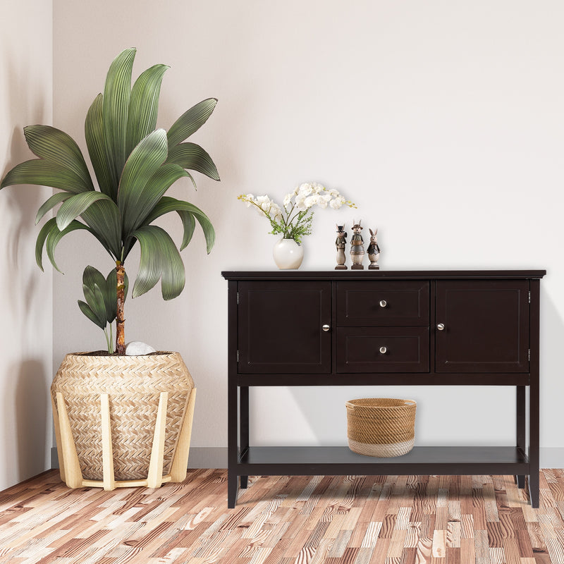 Wooden Sideboard Buffet Console Table with Drawers and Storage-Brown