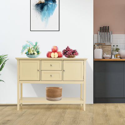 Wooden Sideboard Buffet Console Table  with Drawers and Storage-Beige