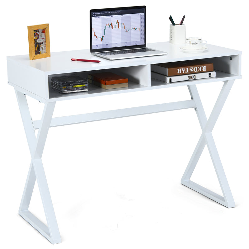 Modern Computer Desk Makeup Vanity Table with 2 Storage Compartments