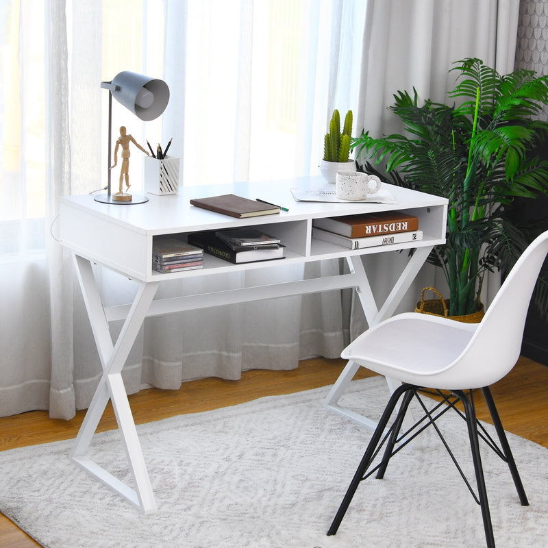 Modern Computer Desk Makeup Vanity Table with 2 Storage Compartments