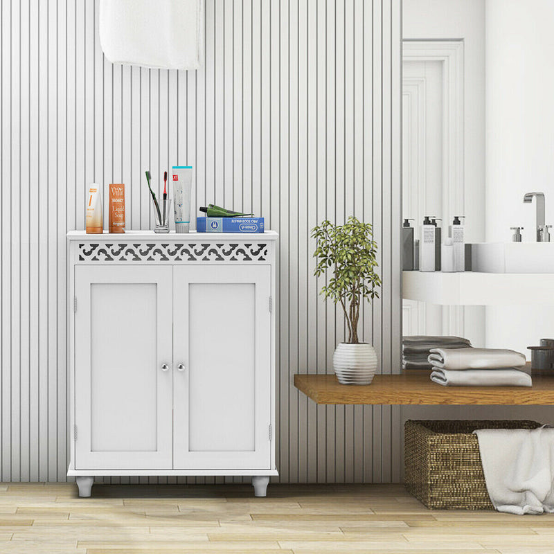 White Wooden 2-Door Storage Cabinet Cupboard