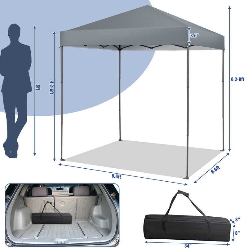 6.6 x 6.6 Feet Outdoor Pop-up Canopy Tent with UPF 50+ Sun Protection-Gray