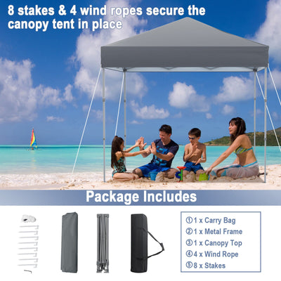 6.6 x 6.6 Feet Outdoor Pop-up Canopy Tent with UPF 50+ Sun Protection-Gray