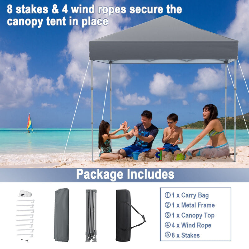 6.6 x 6.6 Feet Outdoor Pop-up Canopy Tent with UPF 50+ Sun Protection-Gray