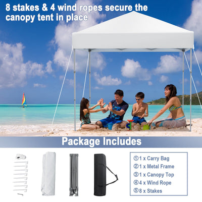 6.6 x 6.6 Feet Outdoor Pop-up Canopy Tent with UPF 50+ Sun Protection-White