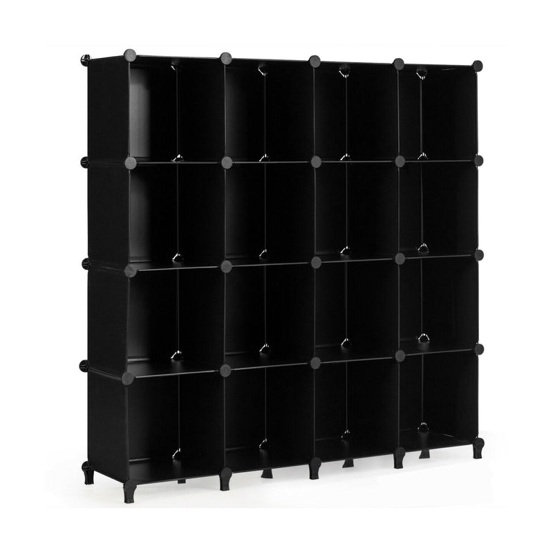 16 Plastic Cube Storage Organizer-Black