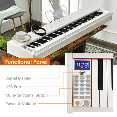 88-Key Full Size Digital Piano Weighted Keyboard with Sustain Pedal-White