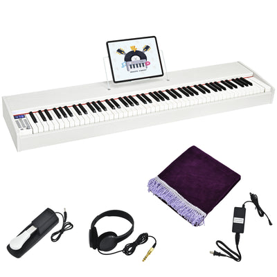 88-Key Full Size Digital Piano Weighted Keyboard with Sustain Pedal-White