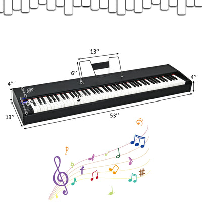 88-Key Full Size Digital Piano Weighted Keyboard with Sustain Pedal-Black