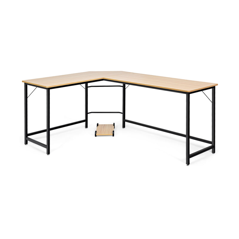 L Shaped Corner Computer Desk Laptop Gaming Table Workstation-Natural