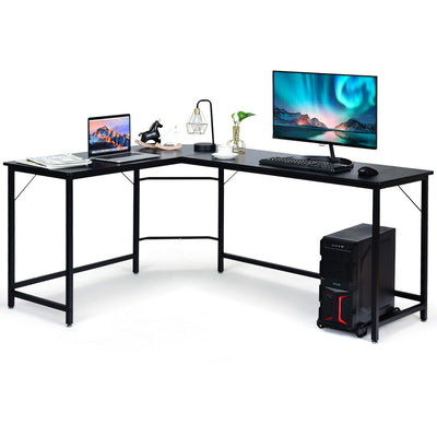 L Shaped Corner Computer Desk Laptop Gaming Table Workstation-Black