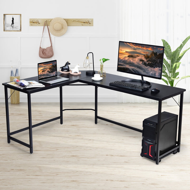 L Shaped Corner Computer Desk Laptop Gaming Table Workstation-Black