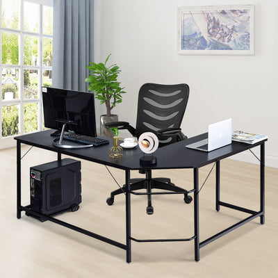 L Shaped Corner Computer Desk Laptop Gaming Table Workstation-Black