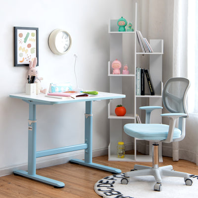 32 x 24 Inch Height Adjustable Desk with Hand Crank Adjusting for Kids-Blue