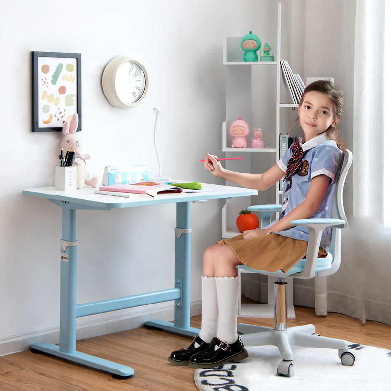 32 x 24 Inch Height Adjustable Desk with Hand Crank Adjusting for Kids-Blue