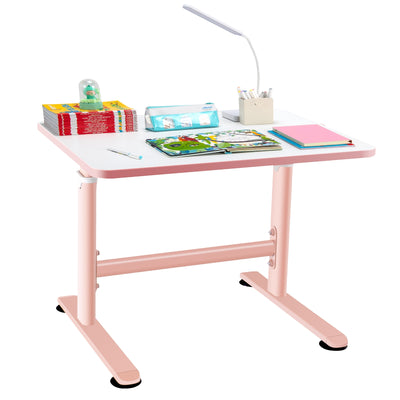 32 x 24 Inch Height Adjustable Desk with Hand Crank Adjusting for Kids-Pink