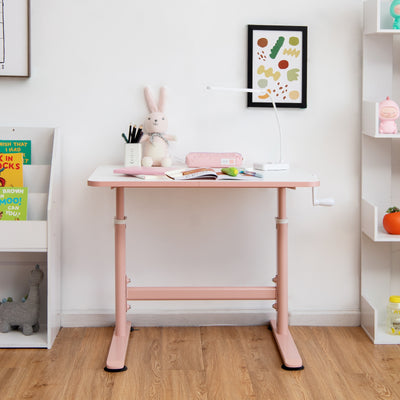 32 x 24 Inch Height Adjustable Desk with Hand Crank Adjusting for Kids-Pink