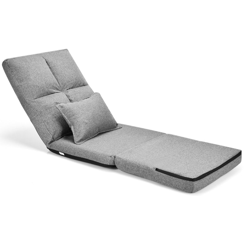 Fold Down Flip Convertible Sleeper Couch with Pillow-Gray