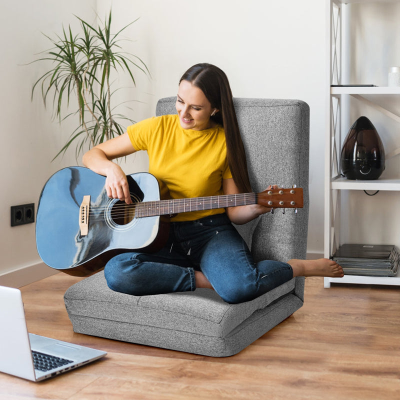 Fold Down Flip Convertible Sleeper Couch with Pillow-Gray