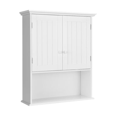 2-Door Wall Mount Bathroom Storage Cabinet with Open Shelf in White