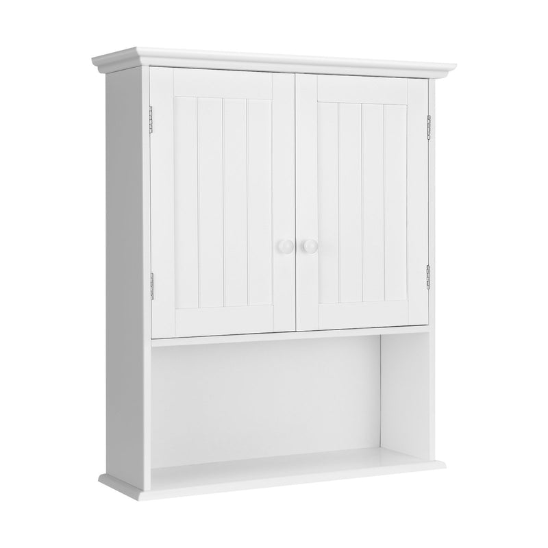 2-Door Wall Mount Bathroom Storage Cabinet with Open Shelf in White