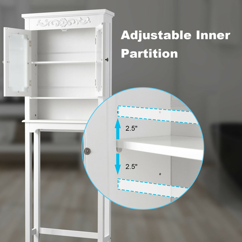 Bathroom Space Saver Carved Top Toilet Rack with Adjustable Shelf