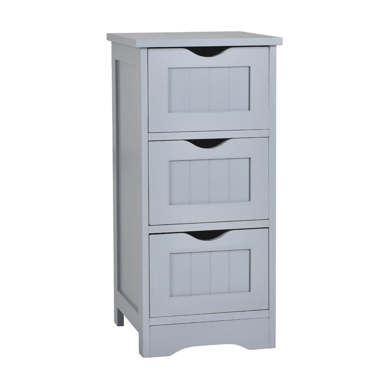 Bathroom Wooden Free Standing Storage Side Floor Cabinet Organizer-3-Tier.-Gray