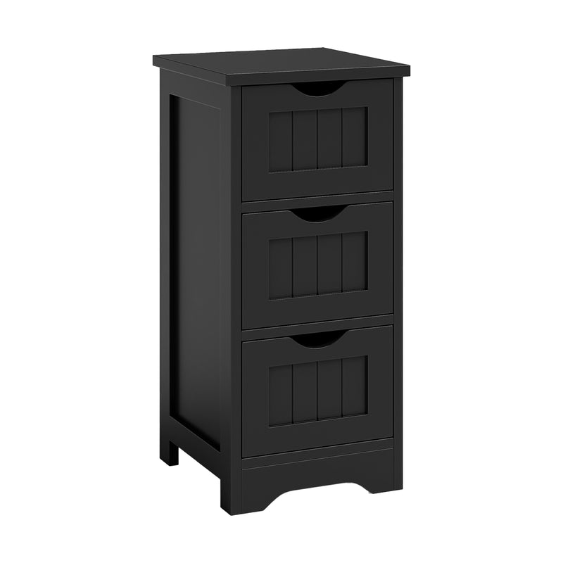 Bathroom Wooden Free Standing Storage Side Floor Cabinet Organizer-3-Tier.-Black