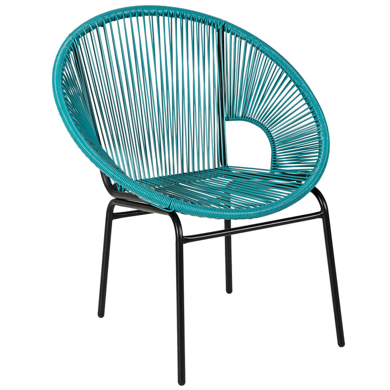 3PCS Patio Acapulco Furniture Bistro Set with GlassTable-Turquoise