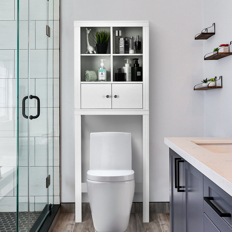 Over the Toilet Storage Cabinet with 4 Open Compartments-White