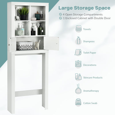 Over the Toilet Storage Cabinet with 4 Open Compartments-White