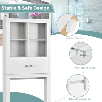 Over the Toilet Storage Cabinet with 4 Open Compartments-White