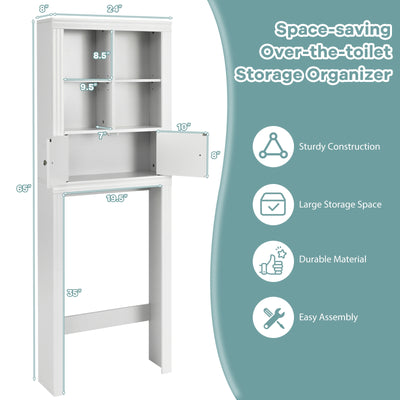 Over the Toilet Storage Cabinet with 4 Open Compartments-White