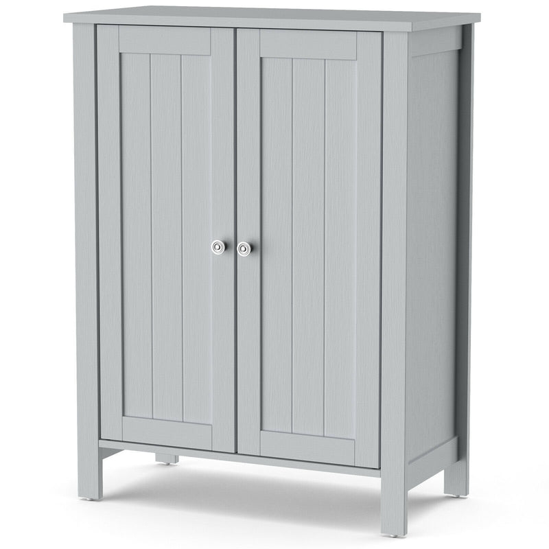 2-Door Bathroom Floor Storage Cabinet Space Saver Organizer-Gray