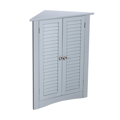 Bathroom Corner Storage Freestanding Floor Cabinet with Shutter Door-Gray