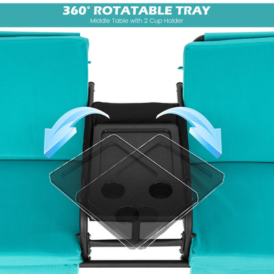 Porch Swing Chair with Adjustable Canopy-Turquoise