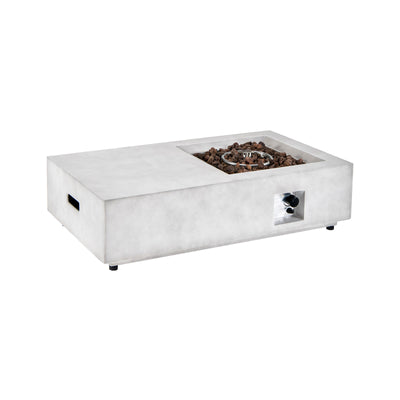 48 Inch Outdoor Concrete Fire Pit with Lava Rocks-Gray