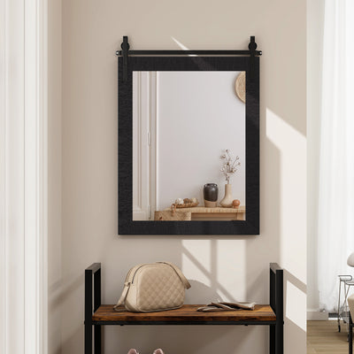 30 x 22 Inch Wall Mount Mirror with Wood Frame-Black