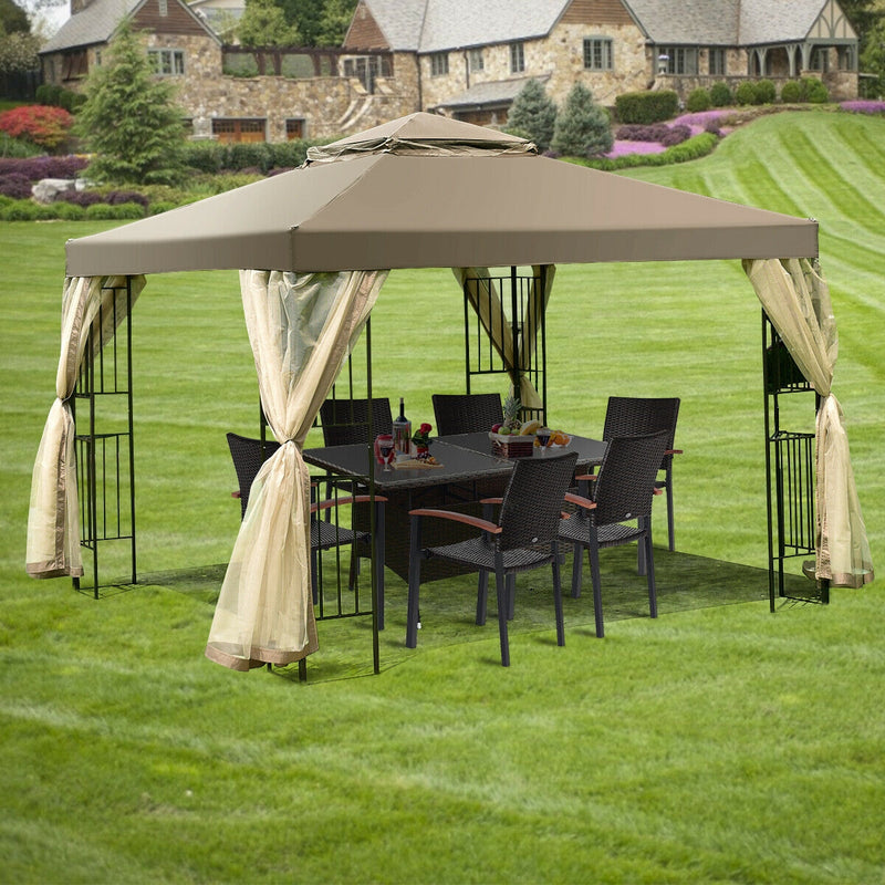 10 Feet x 10 Feet Awning Patio Screw-free Structure Canopy Tent