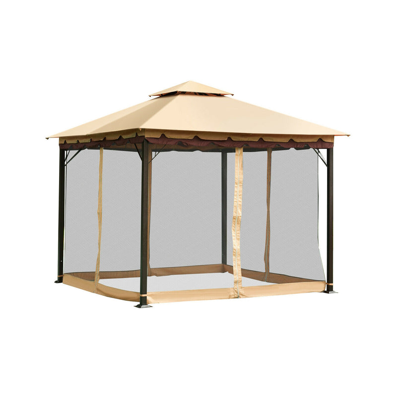 2-Tier 10 x 10 Feet Patio Shelter Awning Steel Gazebo Canopy