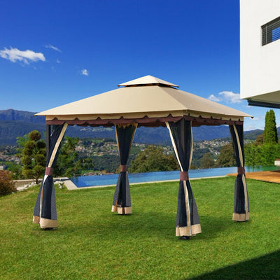 2-Tier 10 x 10 Feet Patio Shelter Awning Steel Gazebo Canopy